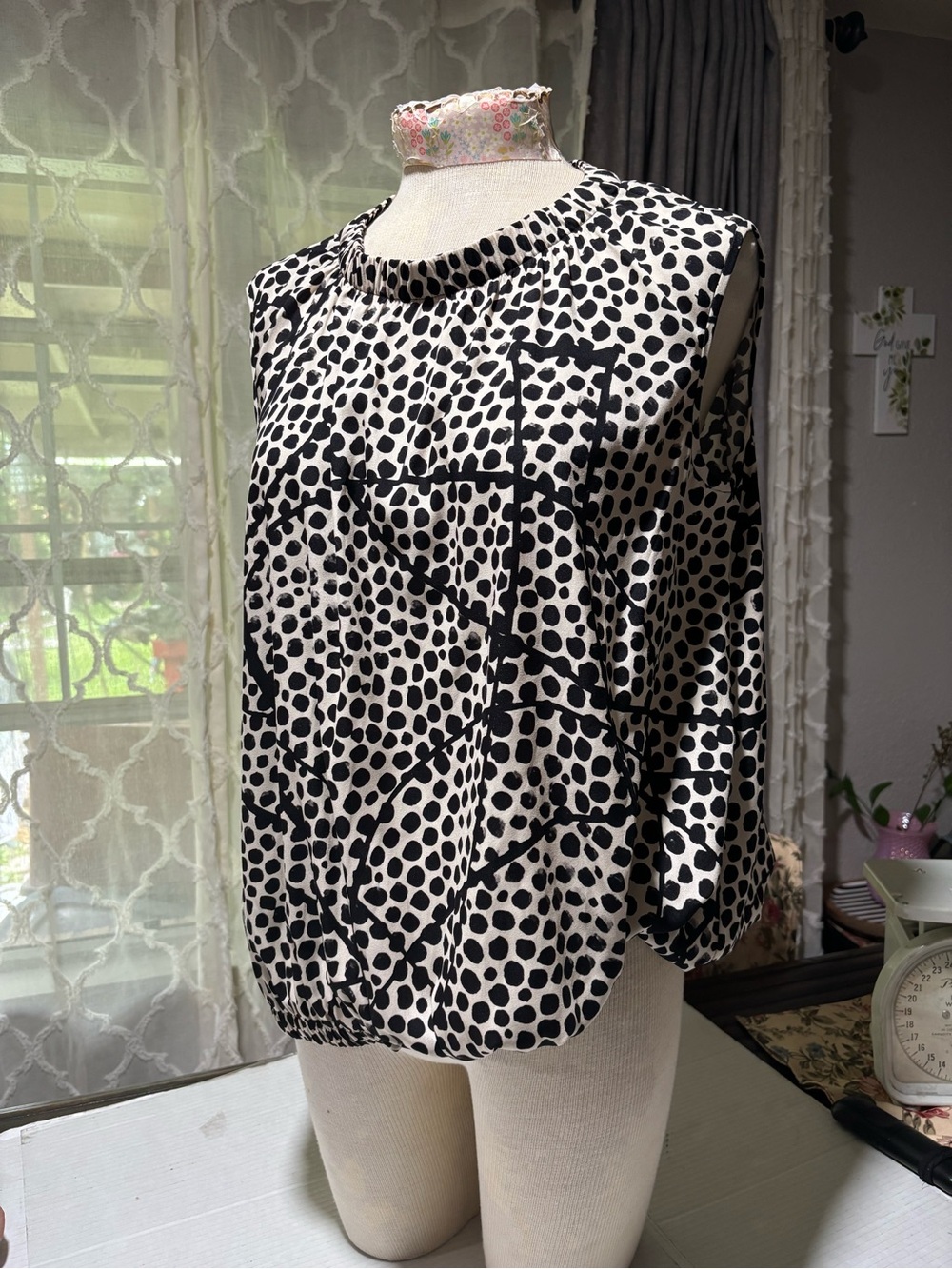 MARIA CORNEJO ELLIOT DOT Black & White Polka Dot Sleeveless Blouse